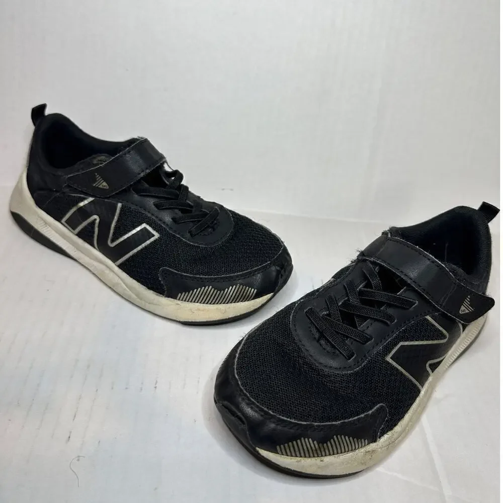 New Balance Kids Size 1 Black Hook and Loop Sneakers Athletic